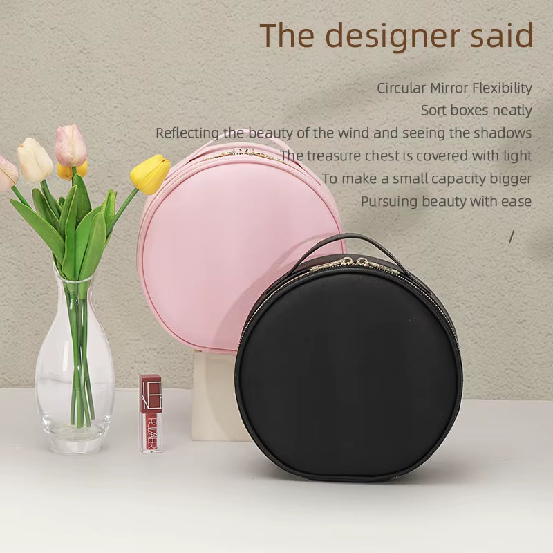 Portable Travel Makeup Bag with LED Mirror and Rechargeable Light